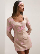 COSMINA 2pcs Women's Spring Fall Elegant Floral Print Blouse And Skirt Set